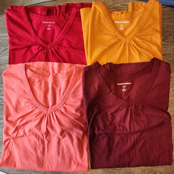 Bundle of 4 Woman Within Short Sleeve Shirt Bundle Size 14/16 - Picture 1 of 11
